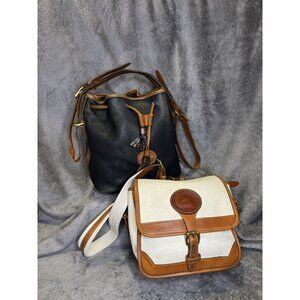 VTG DOONEY BOURKE All Weather Leather Bucket Crossbody Bag Lot Of 2 SEMI PROJECT